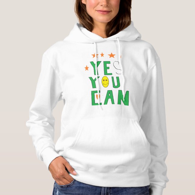 Ja, du kan Womans Hoodie T Shirt (Framsida)