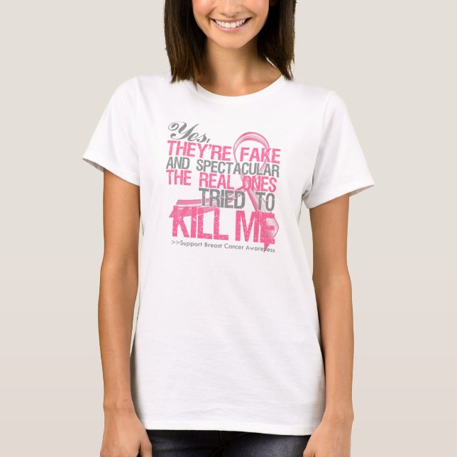 Ja Fake and Spectacular - Breast Cancer Tee (Framsida)