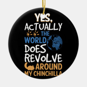 Ja, faktiskt, världsrevolven runt Chinchilla Julgransprydnad Keramik