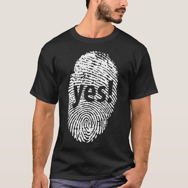 Ja: finger-utskrift t shirt (Framsida)