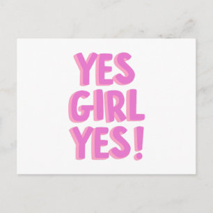 Ja Flickor Ja Motivation inspiration Kvinnors Rosa Vykort