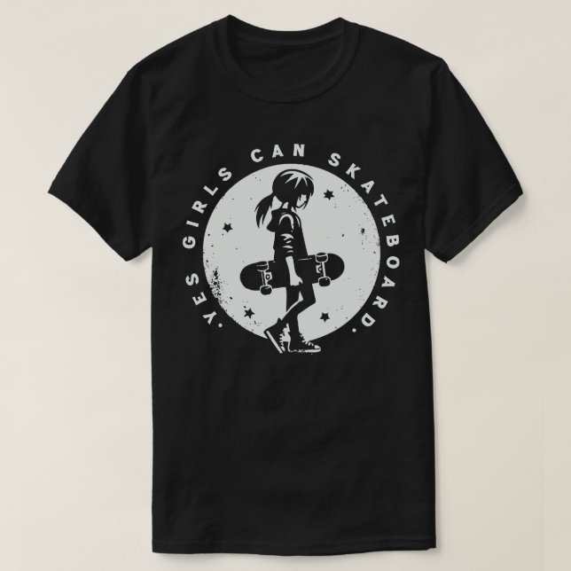 Ja, flickor kan Skateboard 1 T Shirt (Design framsida)