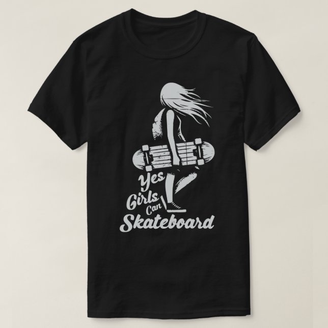 Ja, flickor kan skateboard Retro-Skater T Shirt (Design framsida)