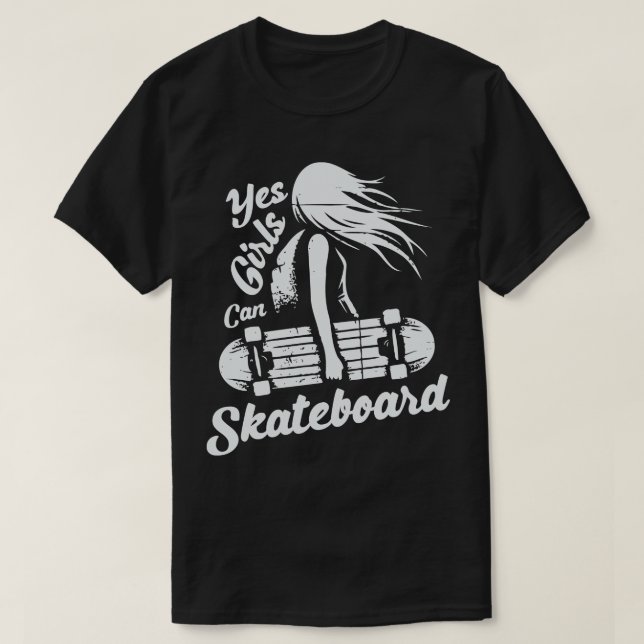 Ja, flickor kan Skateboard T Shirt (Design framsida)