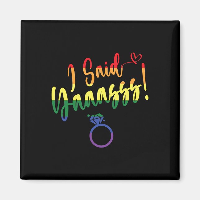 Ja, Gay Lgbtq Pride Rainbow Groom Bachelore Magnet (Framsidan)
