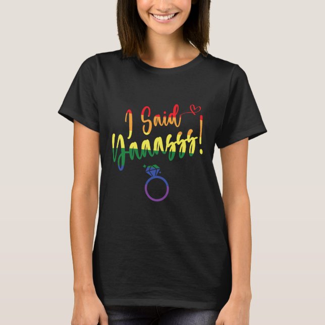 Ja, Gay Lgbtq Pride Rainbow Groom Bachelore T Shirt (Framsida)
