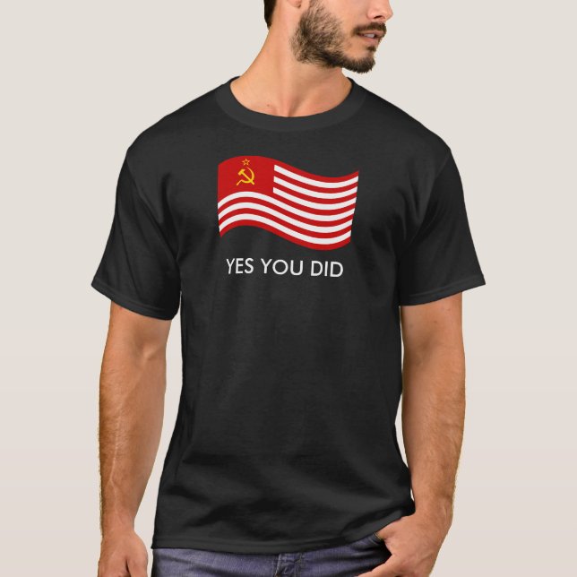 Ja gjorde du - mörk tee shirt (Framsida)
