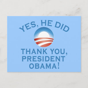 JA HAN GJORDE DET! Tack president Obama! Vykort