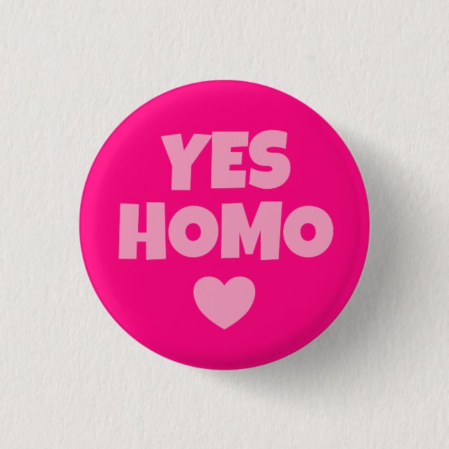 Ja Homo Rosa Gay HBT-Pride Knapp (Framsida)