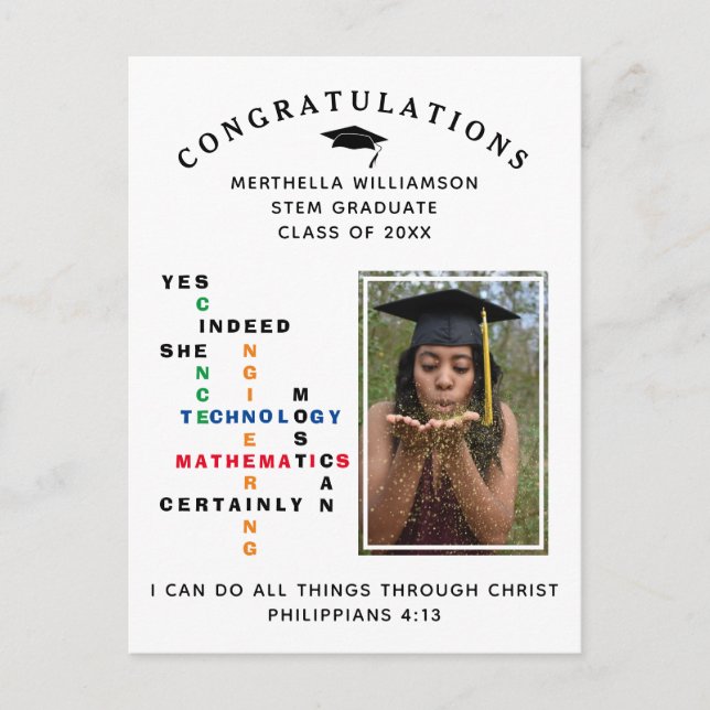 JA HON KAN VERKLIGEN ÖVERSKRIDA STEM Student Meddelande Vykort (Framsida)