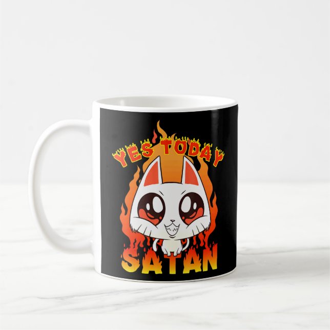 Ja, idag Satan Occult Cute Satanic Cat Kaffemugg (Vänster)