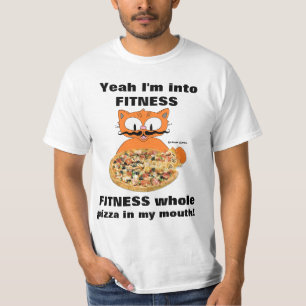 Ja, Im Into Fitness, Tecknad Mustache Cat T Shirt