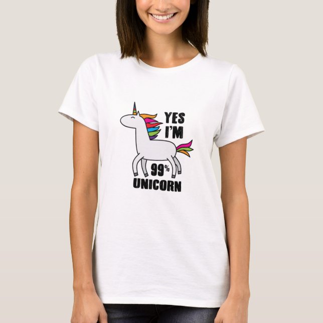 Ja, jag är 99% enhörning t shirt (Framsida)