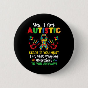 Ja, jag är Autism Awareness Kids Boys Girls Knapp
