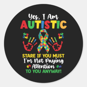 Ja, jag är Autism Awareness Kids Boys Girls Runt Klistermärke
