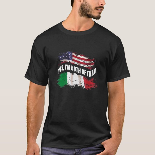 Ja, jag är båda amerikanska och italienska t shirt (Framsida)