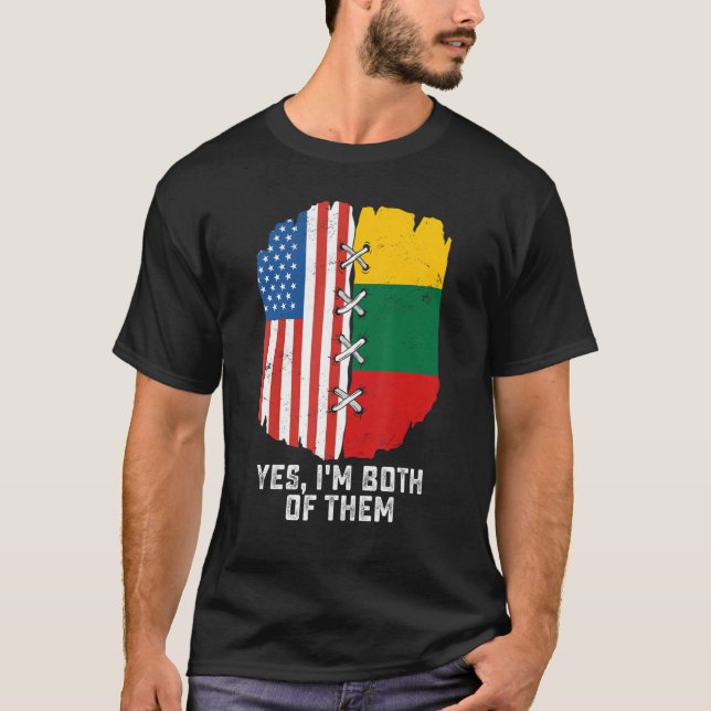 Ja, jag är båda av dem, halva amerikanska halvlita t shirt (Framsida)