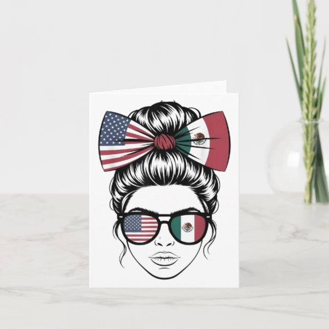 Ja, jag är båda stolt amerikansk mexikansk flagga  kort (Framsida)