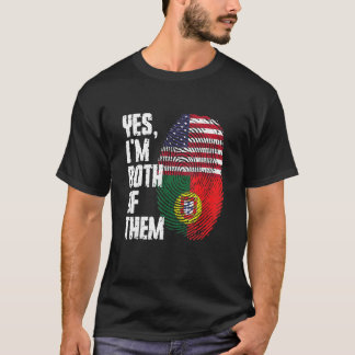 Ja, jag är båda två Portugal Amerikanska Flagga Fi T Shirt