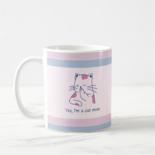 Ja, jag är Cat Mamma Rosa & Blue Stripe Kaffemugg