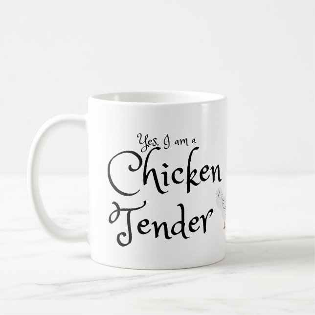 Ja, jag är en Chicken Tender med White Tupp Kaffemugg (Vänster)