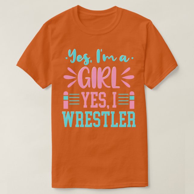 Ja, jag är en flicka, ja jag brottle t shirt (Design framsida)