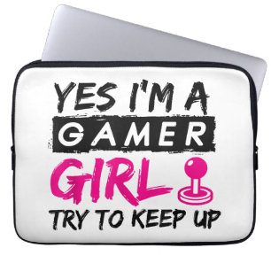 Ja jag är en Gamer Tjej Spelande Tjej Laptop Fodral