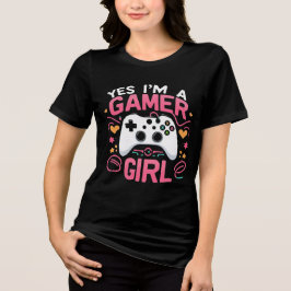 Ja jag är en gamerflicka: Rosa & vit kontroll T Shirt