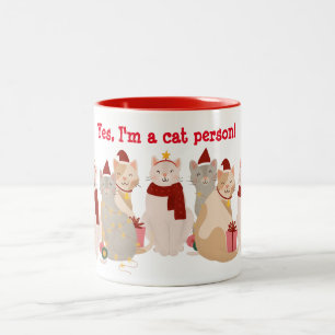 Ja, jag är en kattperson - Julafton Design Två-Tonad Mugg