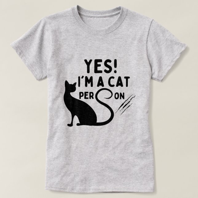 Ja, jag är en kattperson t shirt (Design framsida)