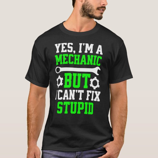 JA JAG ÄR EN MEKANISK MEN JAG KAN INTE KORTA STUPI T SHIRT (Framsida)