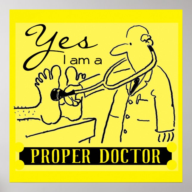 Ja, jag är en riktig Doktor. Svart på Gult. Poster (Framsidan)