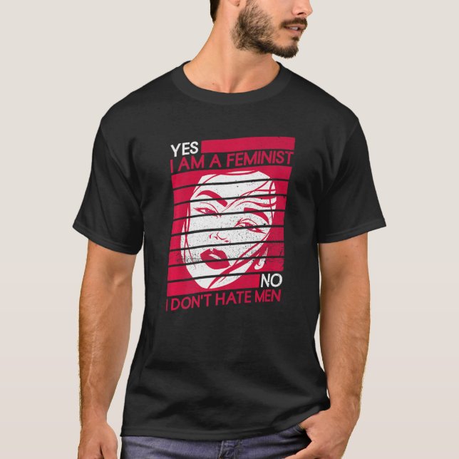 Ja, jag är feminist nej jag hatar inte Manar Femin T Shirt (Framsida)
