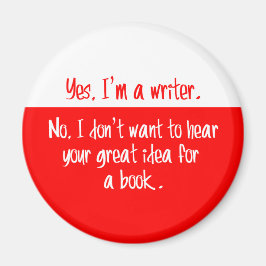 Ja, jag är författare. magnet