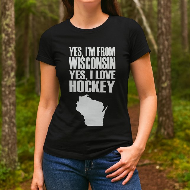 Ja, jag är från Wisconsin Ja, jag Kärlek Hockey T Shirt (Skapare uppladdad)