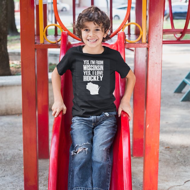 Ja, jag är från Wisconsin Ja, jag Kärlek Hockey T- T Shirt (Skapare uppladdad)