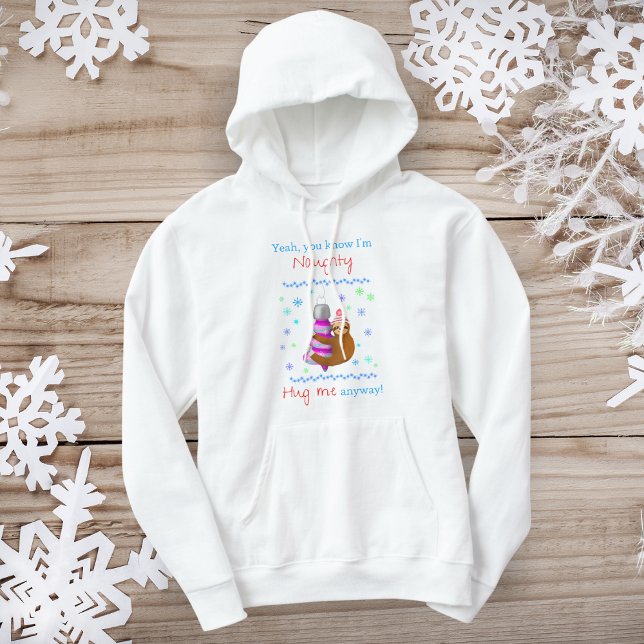 Ja, jag är Naughty Sloth Hugger Julafton Ornament Hoodie (Spread Naughty Sloth Cheer! Gift this hoodie, laugh-filled Christmas delight!)