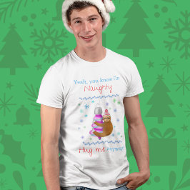 Ja, jag är Naughty Sloth Hugger Julafton Ornament T Shirt