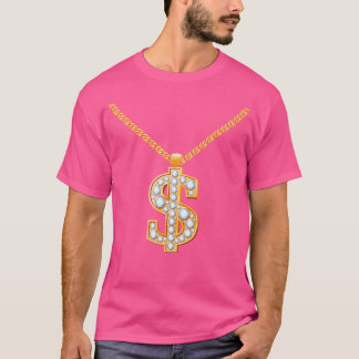 Ja, jag är Rik Elegant Hip hop Golden Necklace med T Shirt