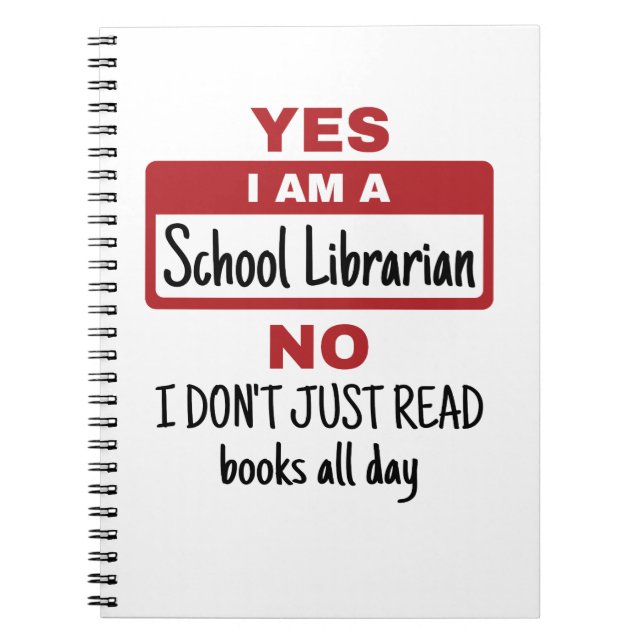 Ja, jag är skolbibliotekarie anteckningsbok (Framsidan)