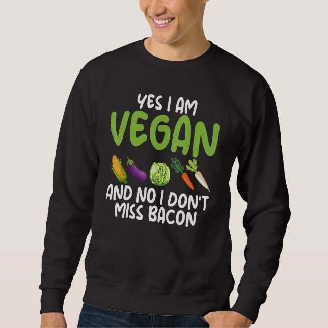 Ja, jag är vegetarian Nej, jag saknar inte Bacon V Lång Ärmad Tröja (Framsida)