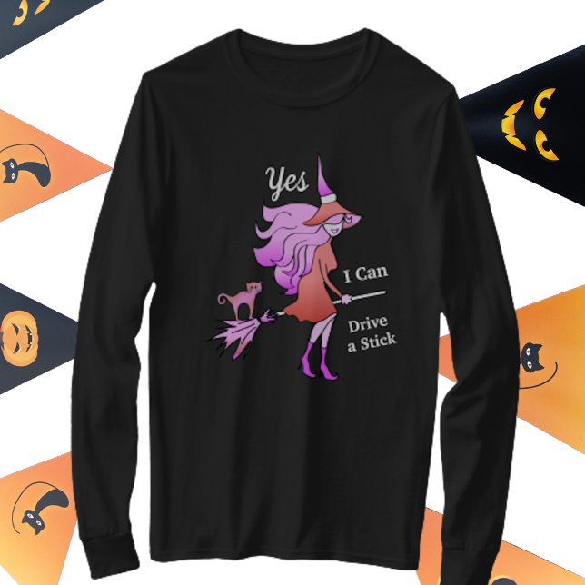 Ja, jag kan köra en Stick Halloween T-shirt (Skapare uppladdad)