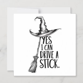 "Ja, jag kan köra ett stift" Witch Pun Magnetisk Inbjudningskort