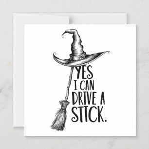 "Ja, jag kan köra ett stift" Witch Pun Magnetisk Inbjudningskort