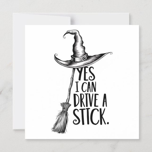 "Ja, jag kan köra ett stift" Witch Pun Magnetisk Inbjudningskort (Framsida)