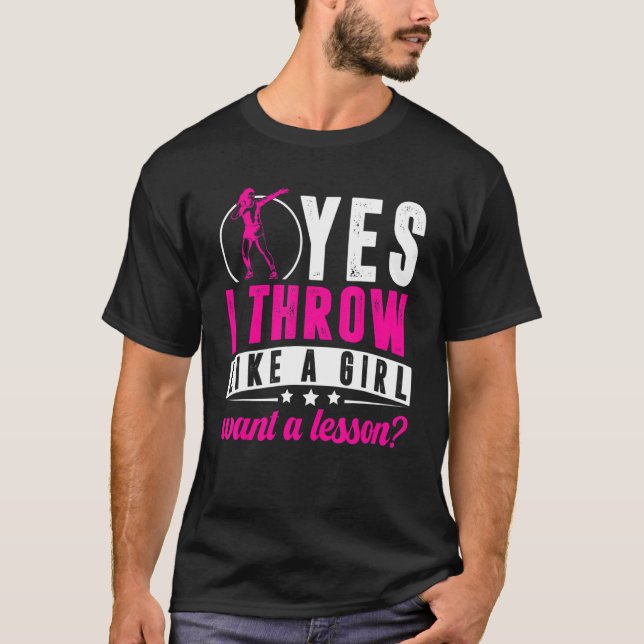 Ja, jag kastar Lika A Girl Shot Putter Female Trac T Shirt (Framsida)