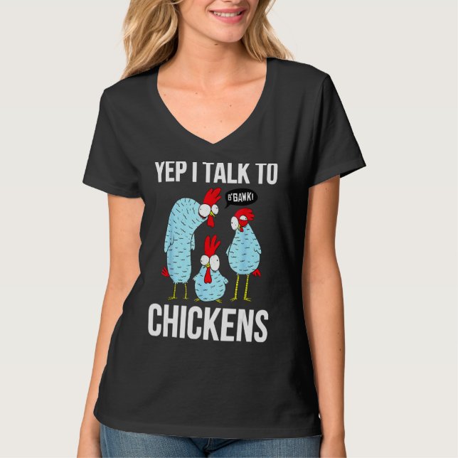 Ja, jag pratar med Chickens Funny Chicken Farm Äls T Shirt (Framsida)