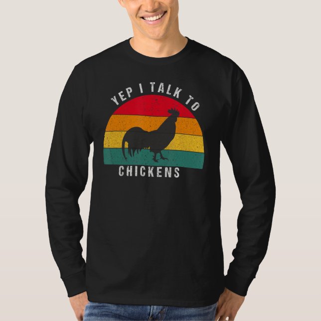 Ja, jag pratar med Chickens Funny Chickens T Shirt (Framsida)