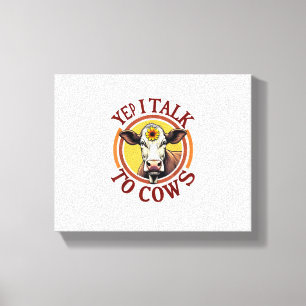 Ja, jag pratar med Cows Funny Vintage Dairy Farmer Canvastryck