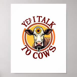 Ja, jag pratar med Cows Funny Vintage Dairy Farmer Poster